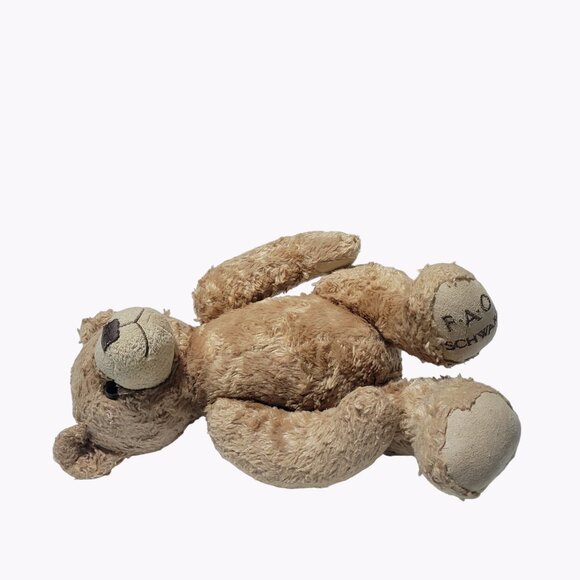 FAO Schwarz Teddy Bear 14 inch Plush Tan Fuzzy Stuffed Animal Toy Stitched Foot - Picture 2 of 7